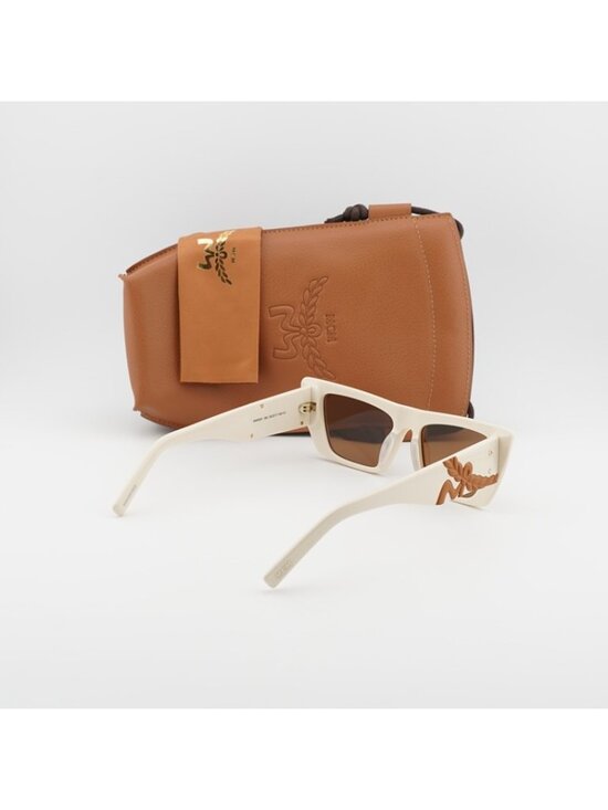MCM MW0021 25J Sunglasses White Cat Eye Frame, Brown Lenses